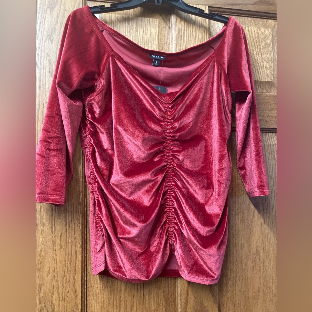 NWT beautiful deep red velvet blouse